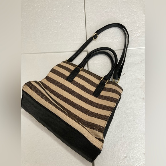 Striped Black and Tan Women's Handbag - Picture 2 of 10